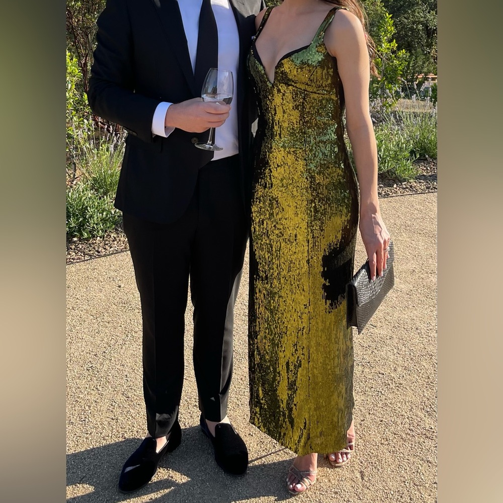 Galvan Green Sequin Savannah Dress (Size 36 FR) - Picture 2 of 2